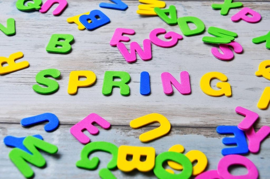 Colourful alphabet letters on a table