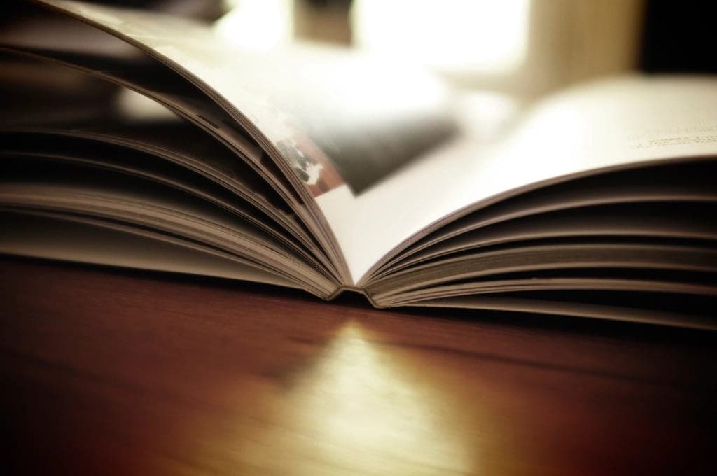 An open book on a table